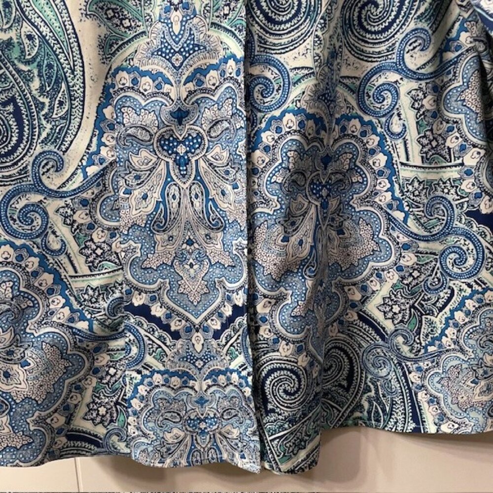 Chico's Gabrielle Paisley No-Iron Button Down Cotton Shirt Blue Green Medium - Picture 6 of 16